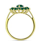 Anillo de Plata Bañada en Oro con Ágata Verde y Topacio Blanco