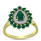 Anillo de Plata Bañada en Oro con Ágata Verde y Topacio Blanco