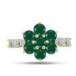 Anillo de Plata Bañada en Oro con Ágata Verde y Topacio Blanco