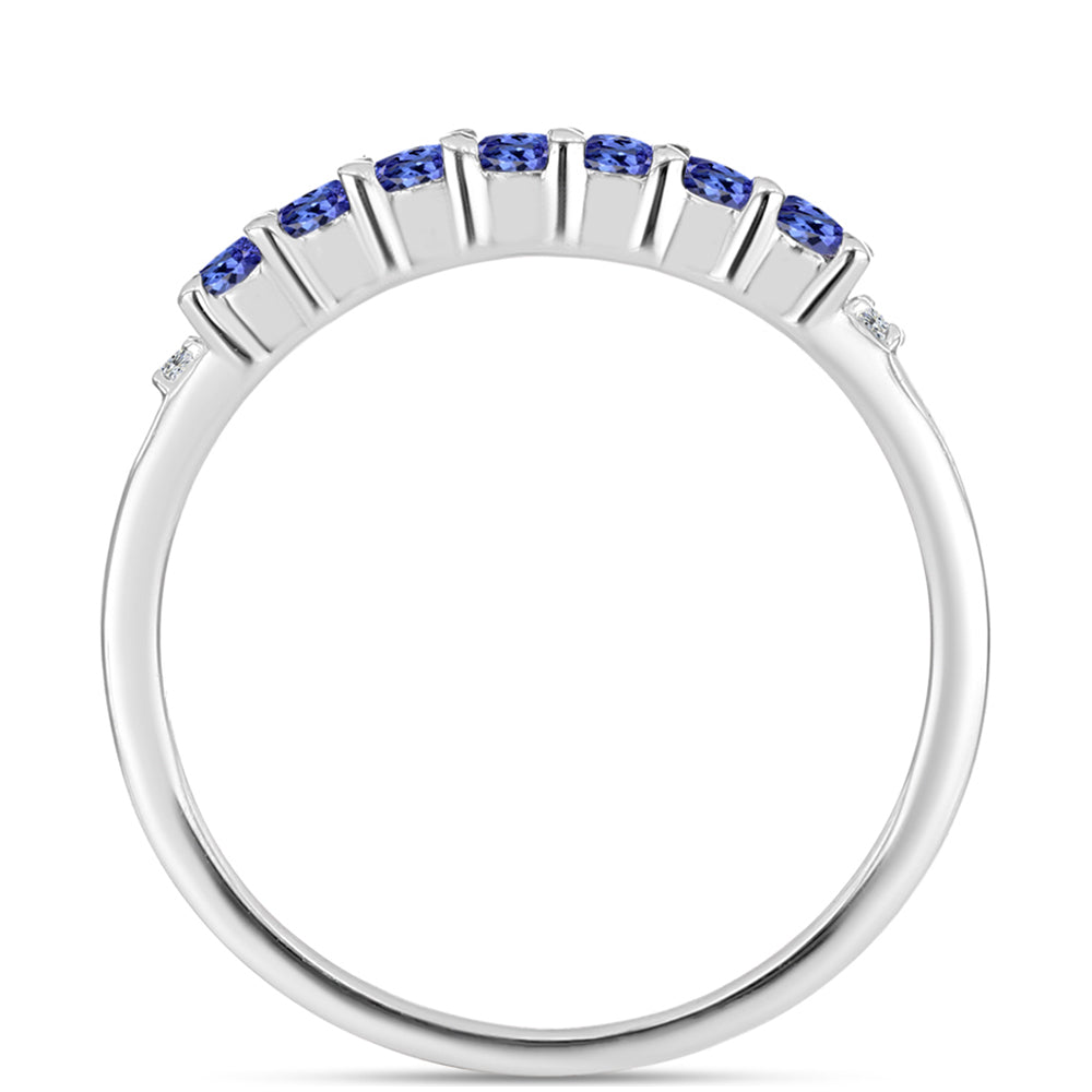 Anillo de Plata con Tanzanita AAA y Diamante blanco 3 