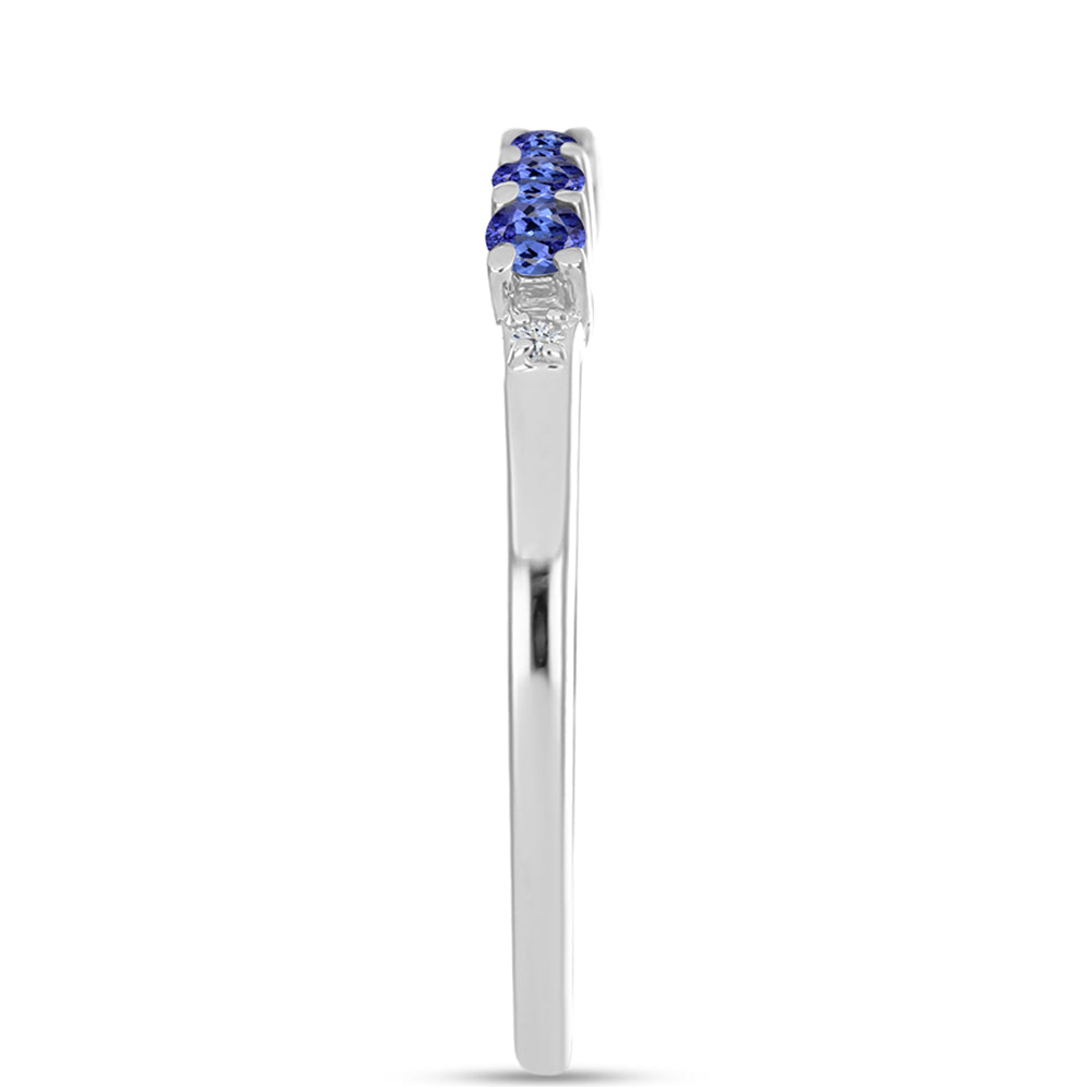 Anillo de Plata con Tanzanita AAA y Diamante blanco