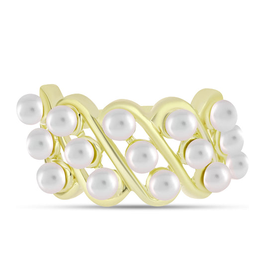 Anillo de Plata Bañada en Oro con Perla de Agua Dulce