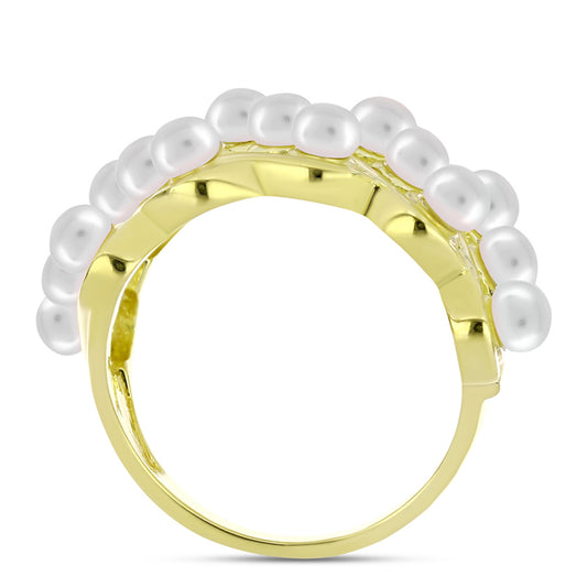 Anillo de Plata Bañada en Oro con Perla de Agua Dulce