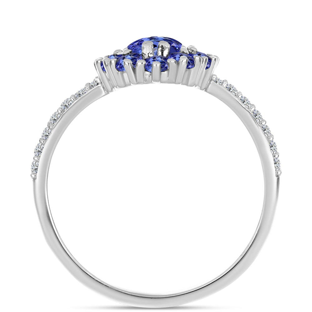 Anillo de Plata con Tanzanita AAA y Diamante blanco 2 