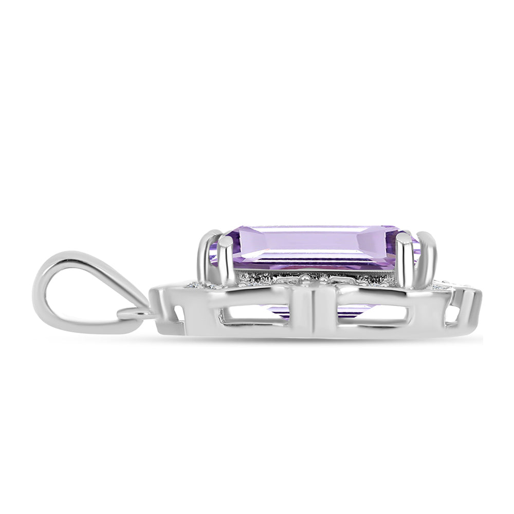 Colgante de Plata con Amatista Rosa de Francia y Topacio Blanco 2 