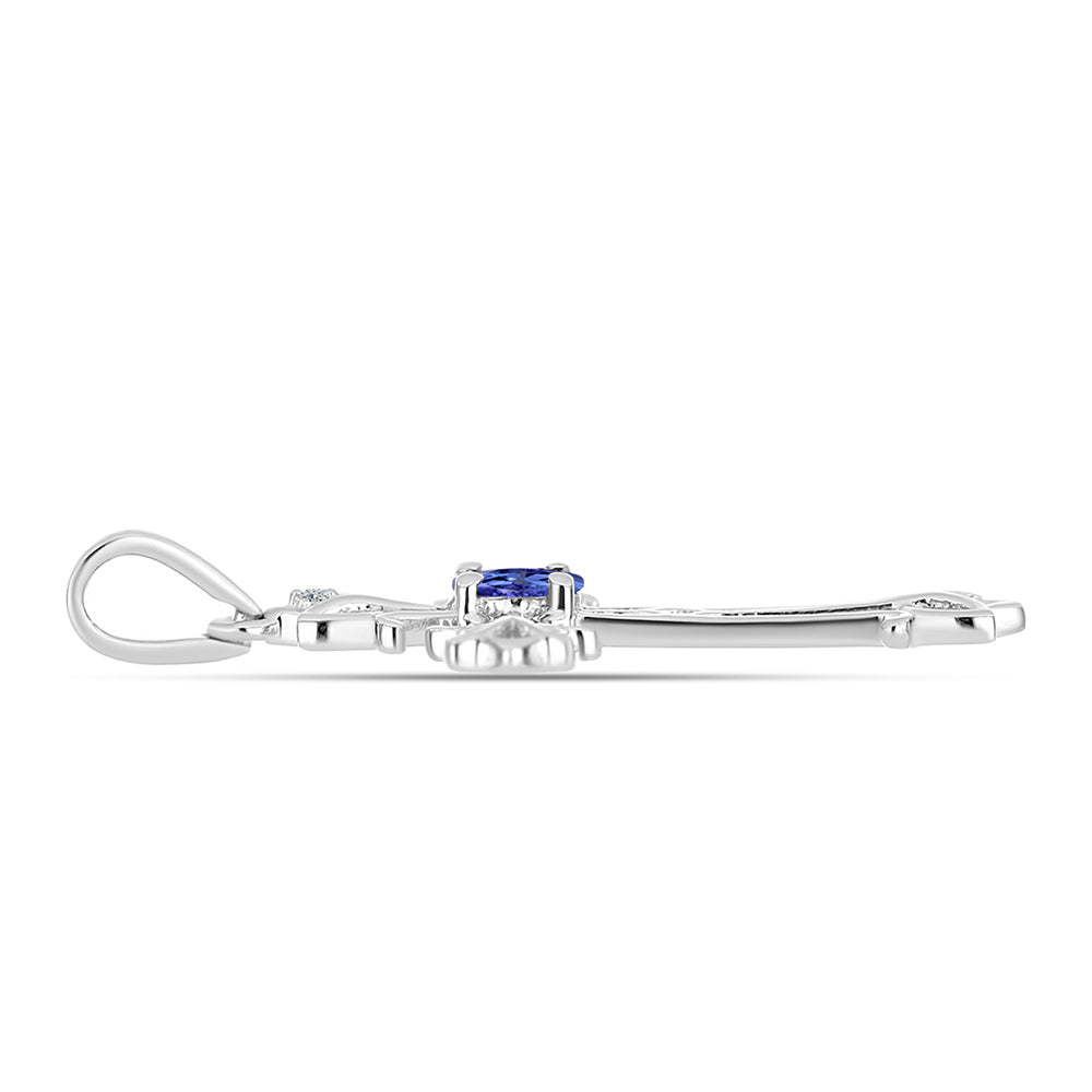 Cruz Colgante de Plata con Tanzanita AAA y Diamante blanco 2 