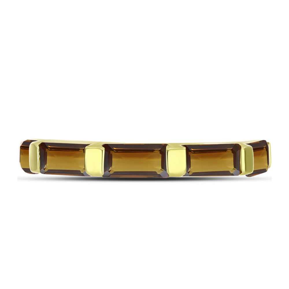 Anillo de Plata Bañada en Oro con Cuarzo Coñac 2 