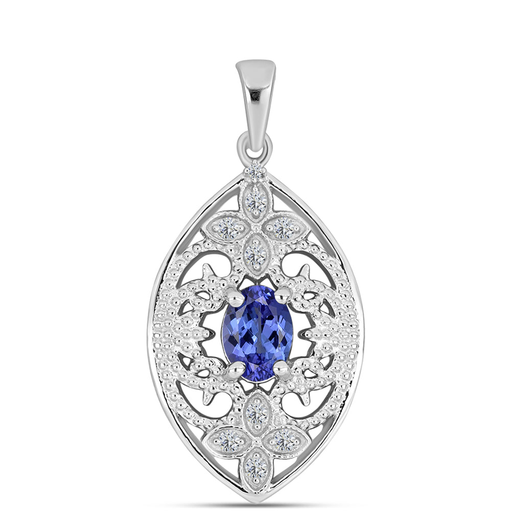Colgante de Plata con Tanzanita AAA y Diamante blanco 1 