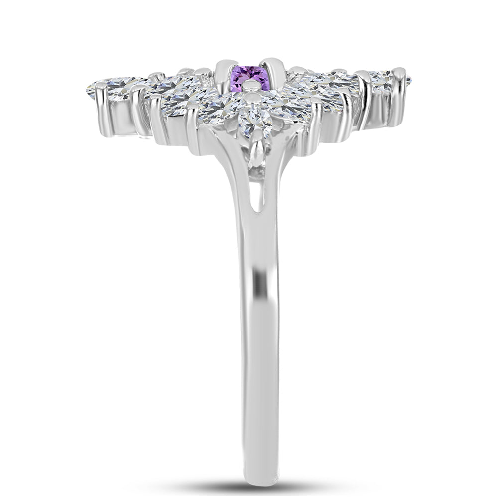 Anillo de Plata con Amatista Rosa de Francia y Topacio Blanco 4 