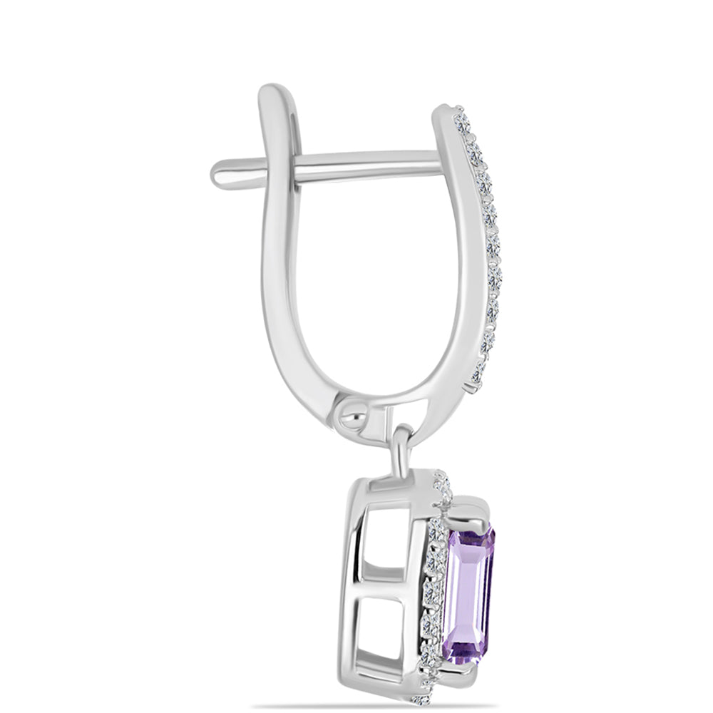 Pendientes de Plata con Amatista Rosa de Francia y Topacio Blanco 2 