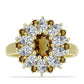Anillo de Plata Bañada en Oro con Cuarzo Coñac y Topacio Blanco