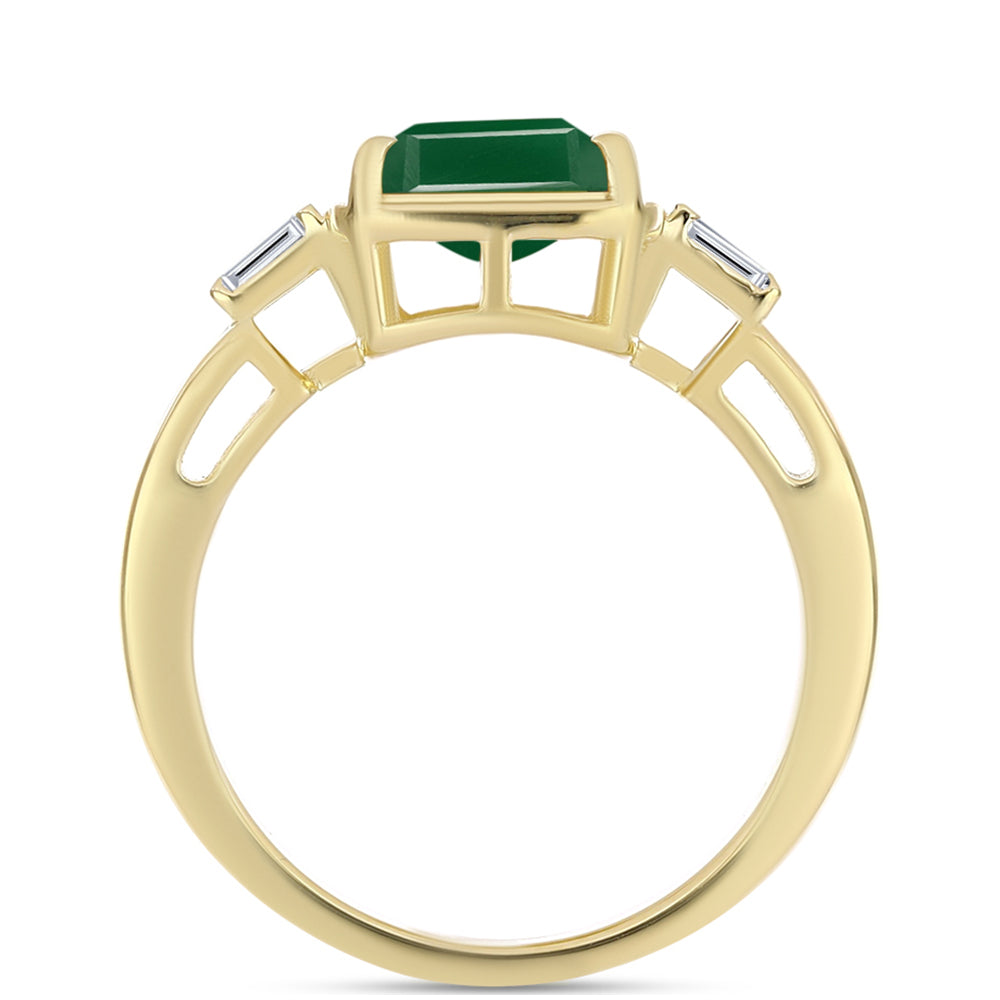 Anillo de Plata Bañada en Oro con Ágata Verde y Zircón Blanco 2 