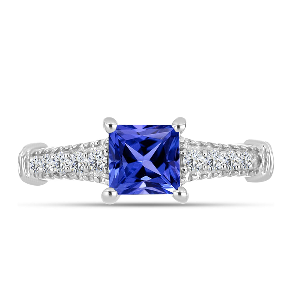 Anillo de Plata con Tanzanita AAA y Diamante blanco 1 