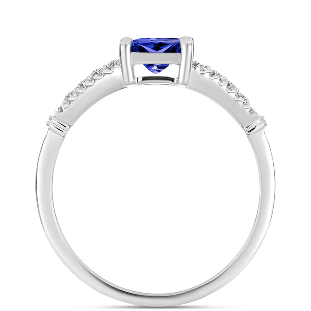 Anillo de Plata con Tanzanita AAA y Diamante blanco 2 