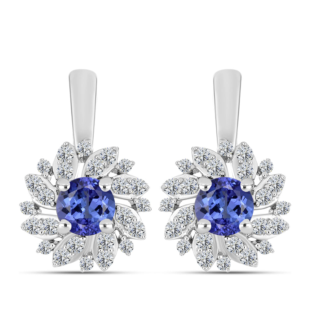 Pendientes de Plata con Tanzanita AAA y Diamante blanco 1 