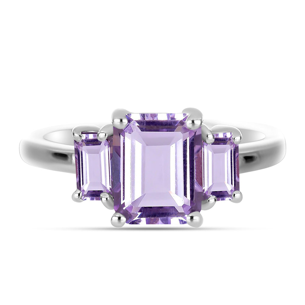 Anillo de Plata con Amatista Rosa de Francia y Topacio Blanco 1 