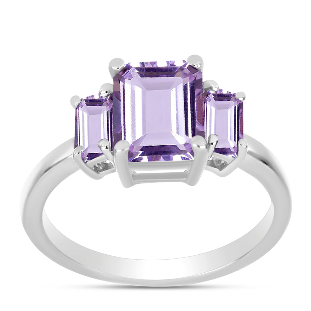 Anillo de Plata con Amatista Rosa de Francia y Topacio Blanco 3 