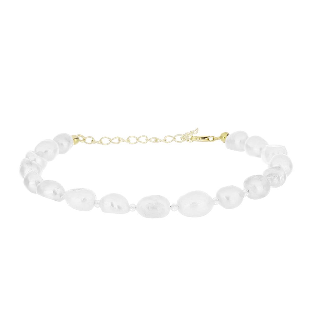 Pulsera de Plata Bañada en Oro con Perla de Agua Dulce