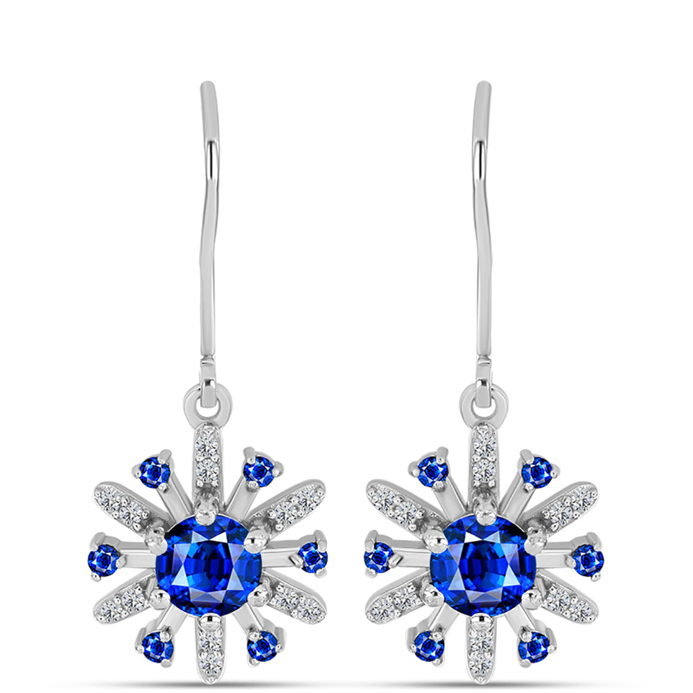 Pendientes de Plata con Zafiro Azul Australiano y Topacio Blanco