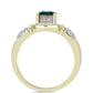 Anillo de Plata Bañada en Oro con Drusa Verde y Topacio Blanco