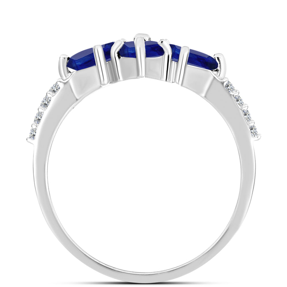 Anillo de Plata con Zafiro Azul Australiano y Topacio Blanco 2 