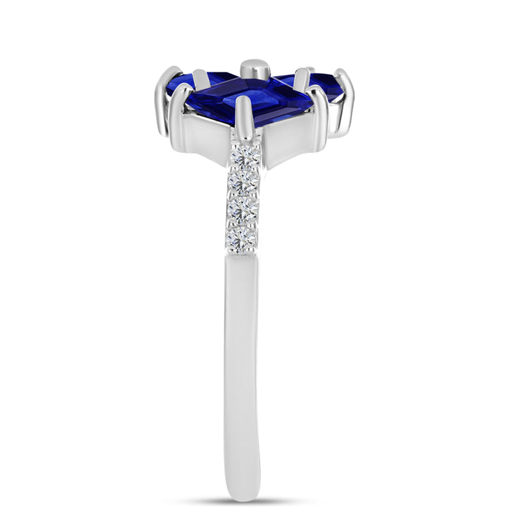 Anillo de Plata con Zafiro Azul Australiano y Topacio Blanco 4 
