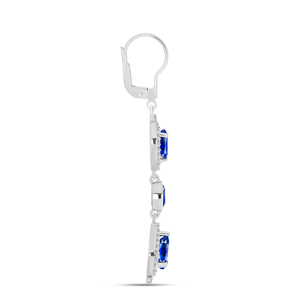 Pendientes de Plata con Zafiro Azul Australiano y Topácio Blanco