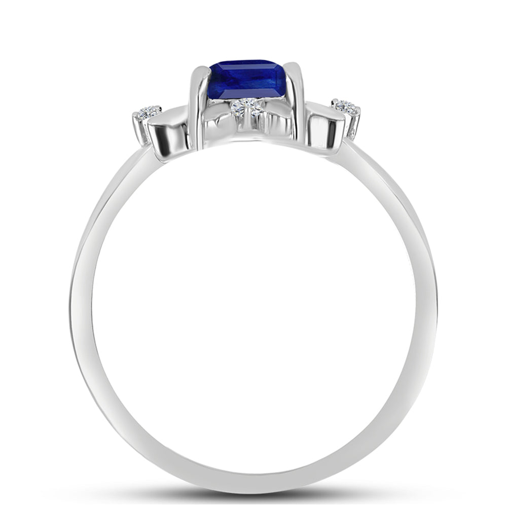 Anillo de Plata con Zafiro Azul Australiano y Topacio Blanco 2 