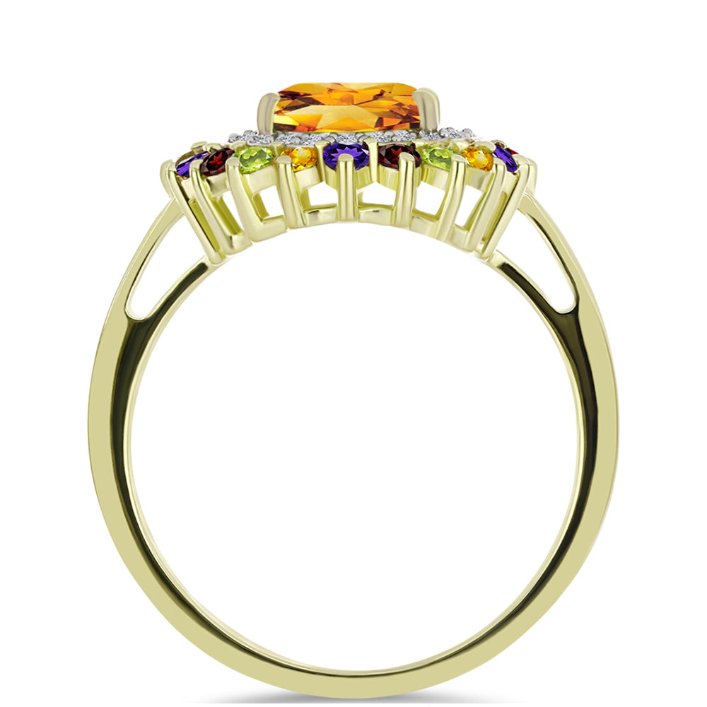Anillo de Plata Bañada en Oro con Amatista de Marruecos y Citrino de los Montes Urales 2 