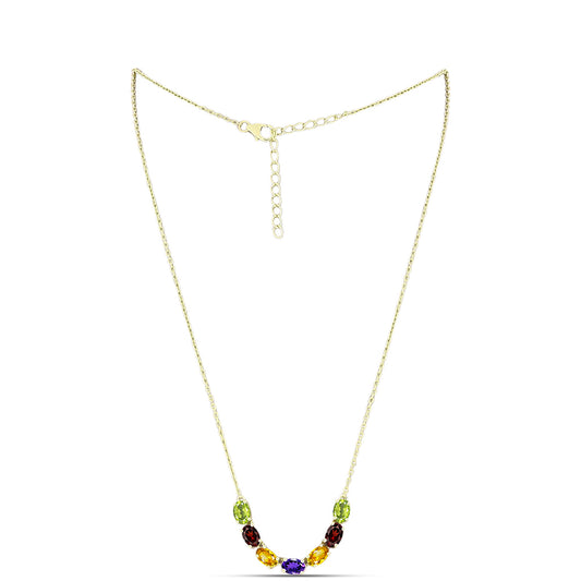 Collar de Plata Bañada en Oro con Amatista de Marruecos y Citrino de los Montes Urales