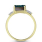 Anillo de Plata Bañada en Oro con Drusa Verde y Topacio Blanco
