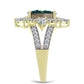 Anillo de Plata Bañada en Oro con Drusa Verde y Topacio Blanco