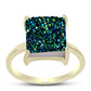 Anillo de Plata Bañada en Oro con Drusa Verde