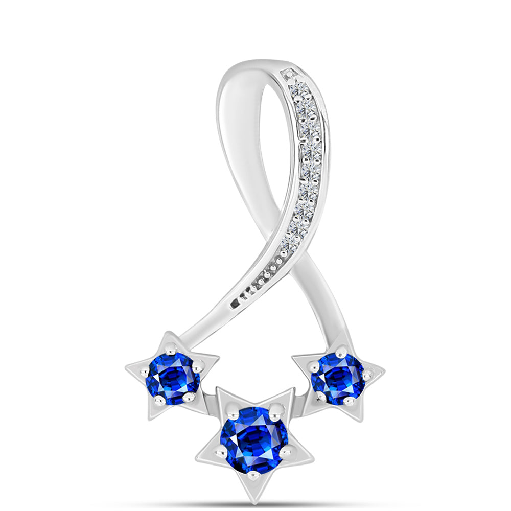 Colgante de Plata con Zafiro Azul Australiano y Topacio Blanco 1 