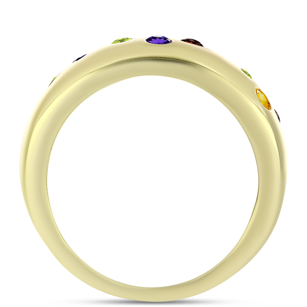 Anillo de Plata Bañada en Oro con Amatista de Marruecos y Citrino de los Montes Urales 3 