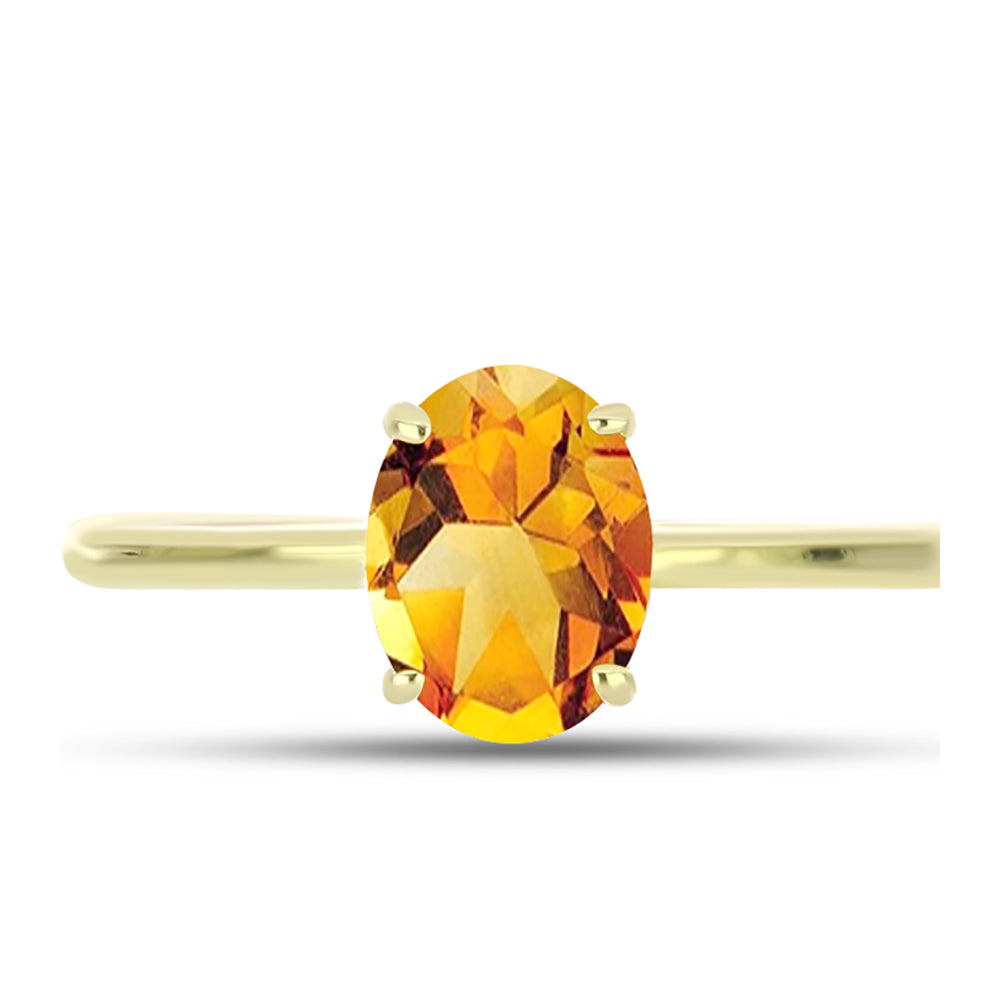 Anillo de Plata Bañada en Oro con Citrino de Río del Oro 1 