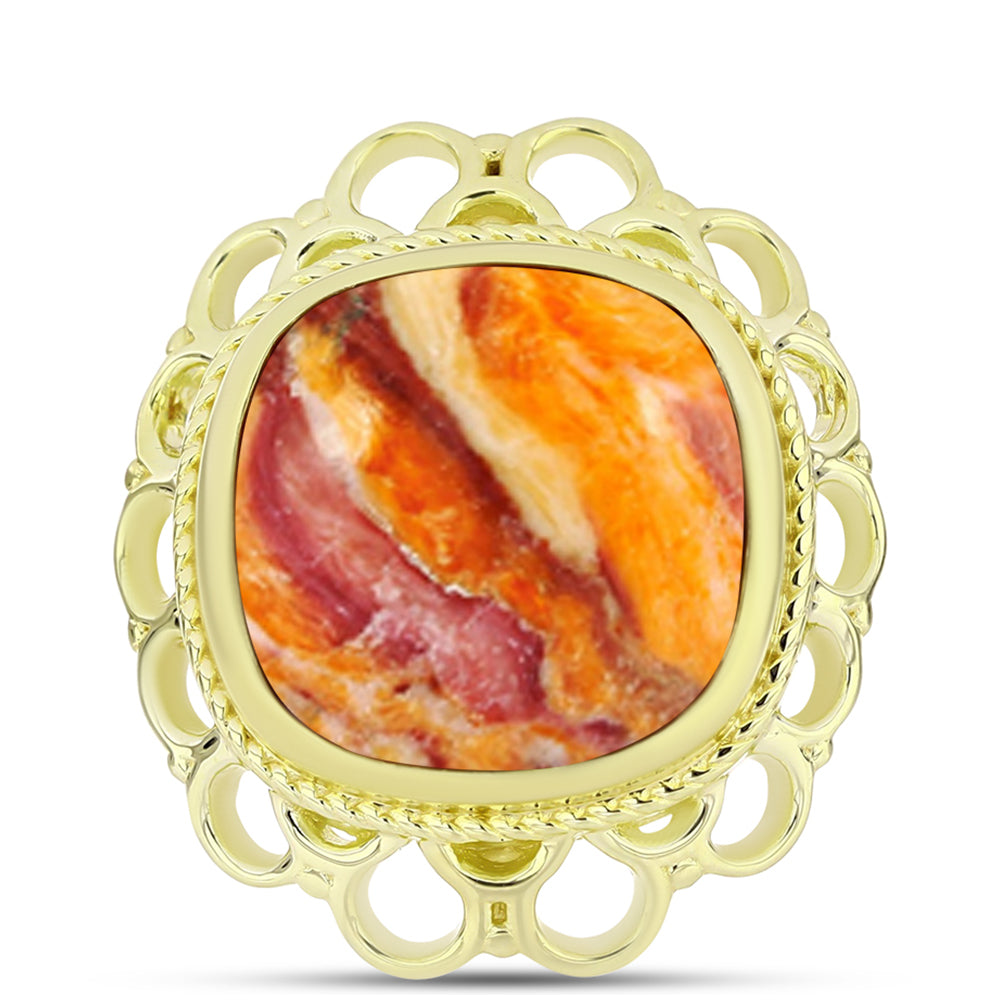 Anillo de Plata Bañada en Oro con Jaspe Garra de León