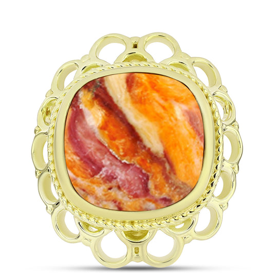 Anillo de Plata Bañada en Oro con Jaspe Garra de León