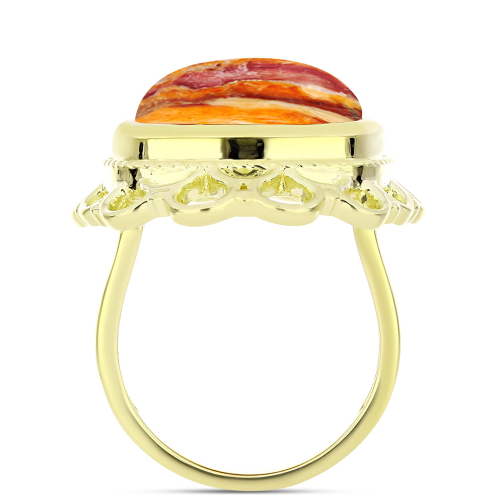 Anillo de Plata Bañada en Oro con Jaspe Garra de León