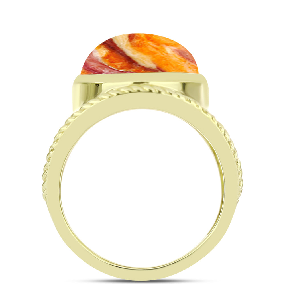 Anillo de Plata Bañada en Oro con Jaspe Garra de León