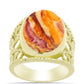 Anillo de Plata Bañada en Oro con Jaspe Garra de León