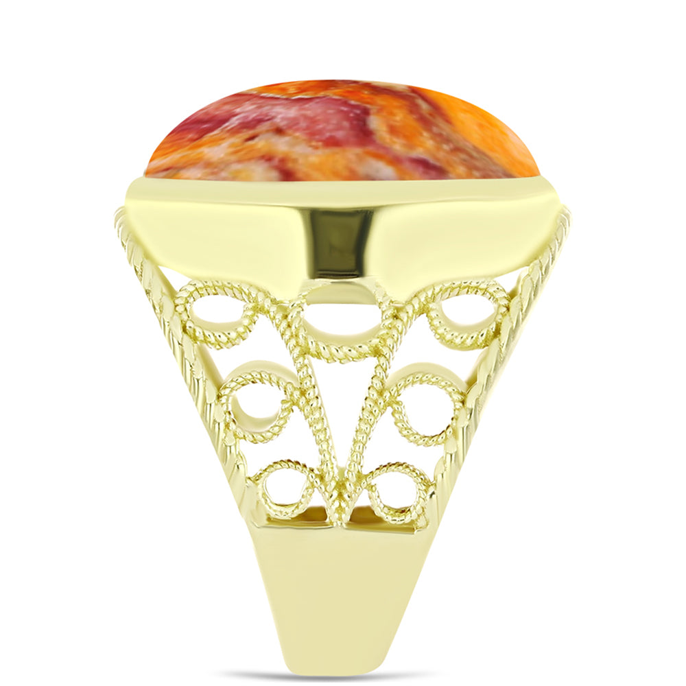 Anillo de Plata Bañada en Oro con Jaspe Garra de León 4 