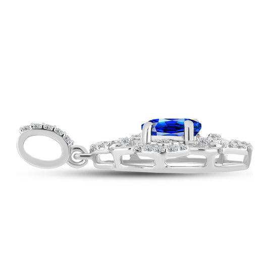 Colgante de Plata con Zafiro Azul Australiano y Topacio Blanco