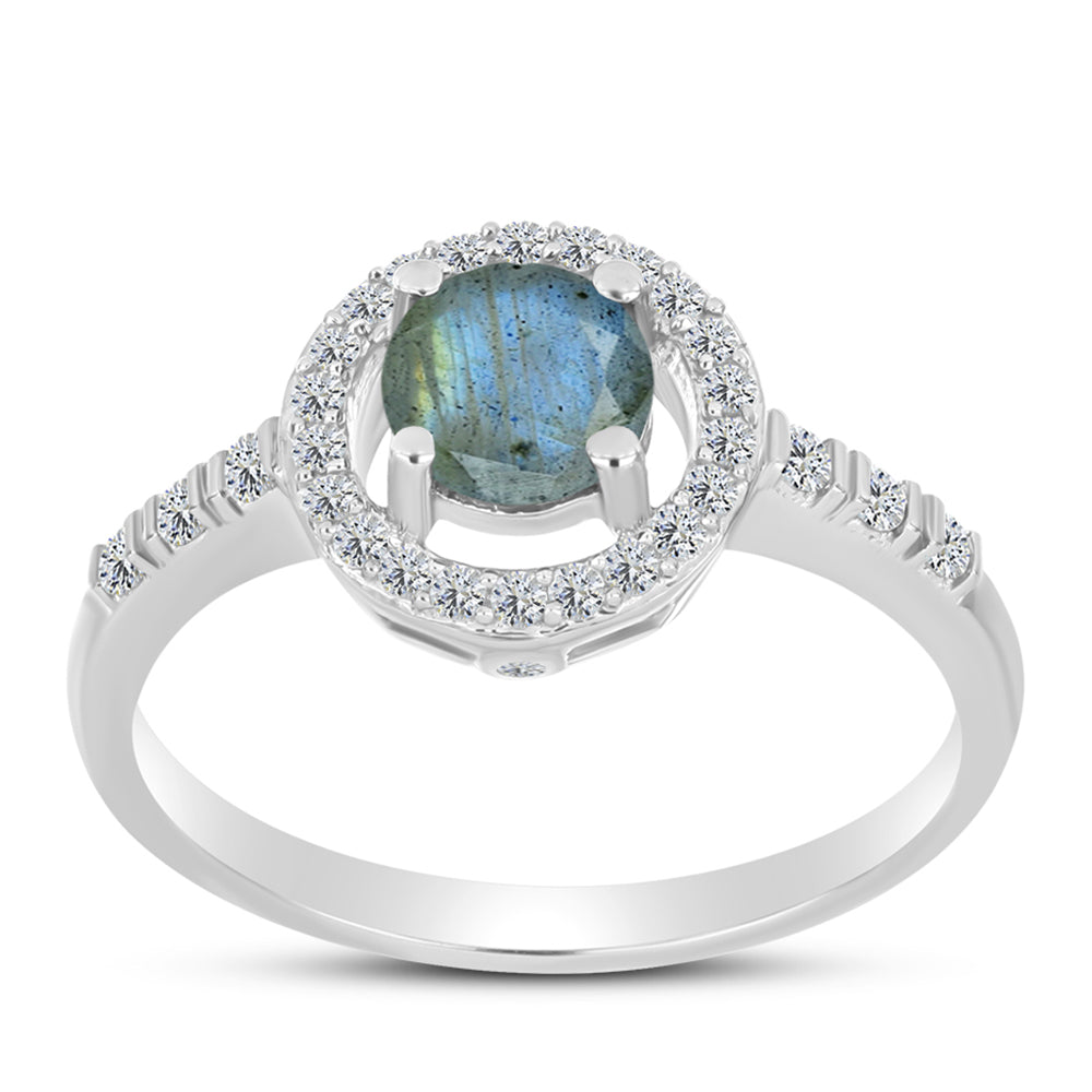 Anillo de Plata con Labradorita y Topacio Blanco 3 