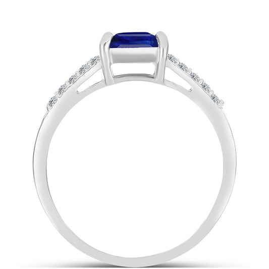 Anillo de Plata con Zafiro Azul Australiano y Topacio Blanco