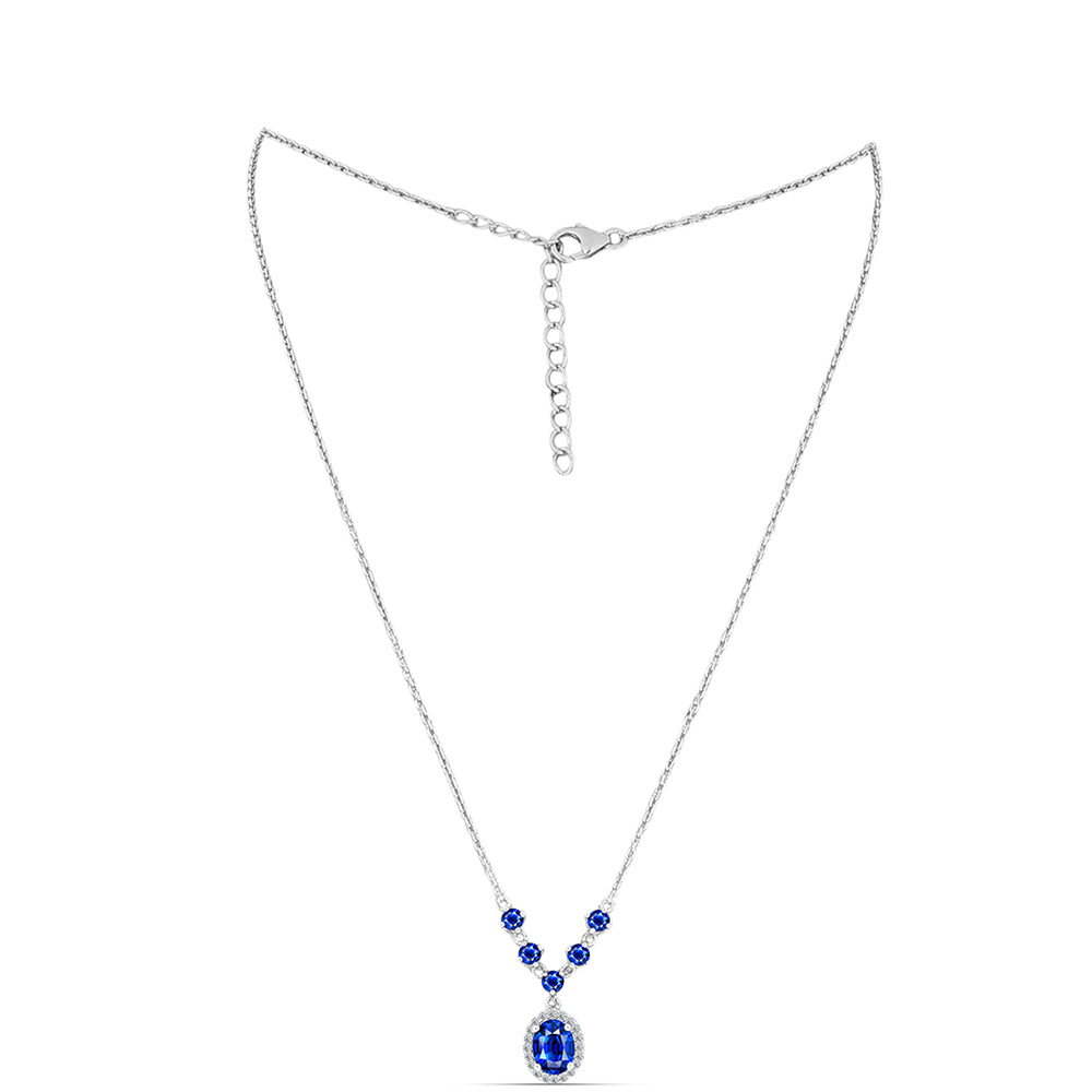 Collar de Plata con Zafiro Azul Australiano y Topacio Blanco