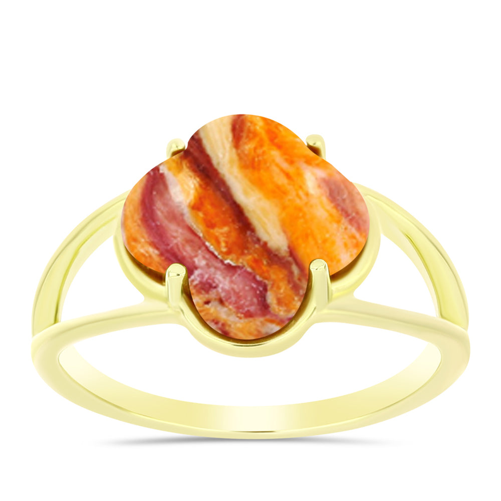 Anillo de Plata Bañada en Oro con Jaspe Garra de León 3 