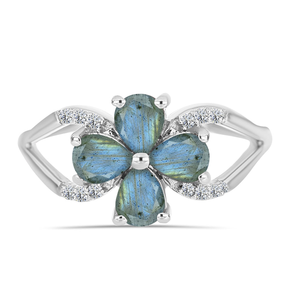 Anillo de Plata con Labradorita y Topacio Blanco 1 