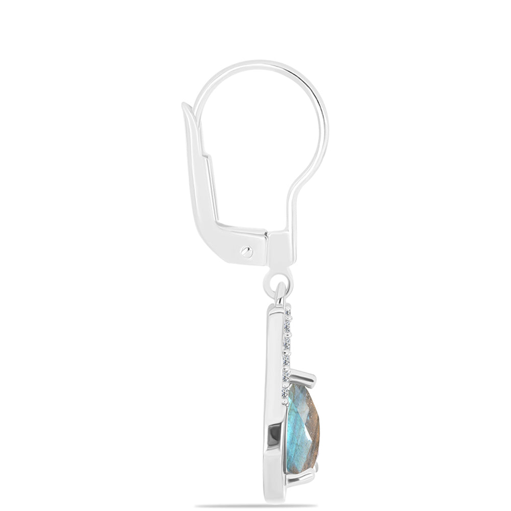 Pendientes de Plata con Labradorita y Topacio Blanco 2 
