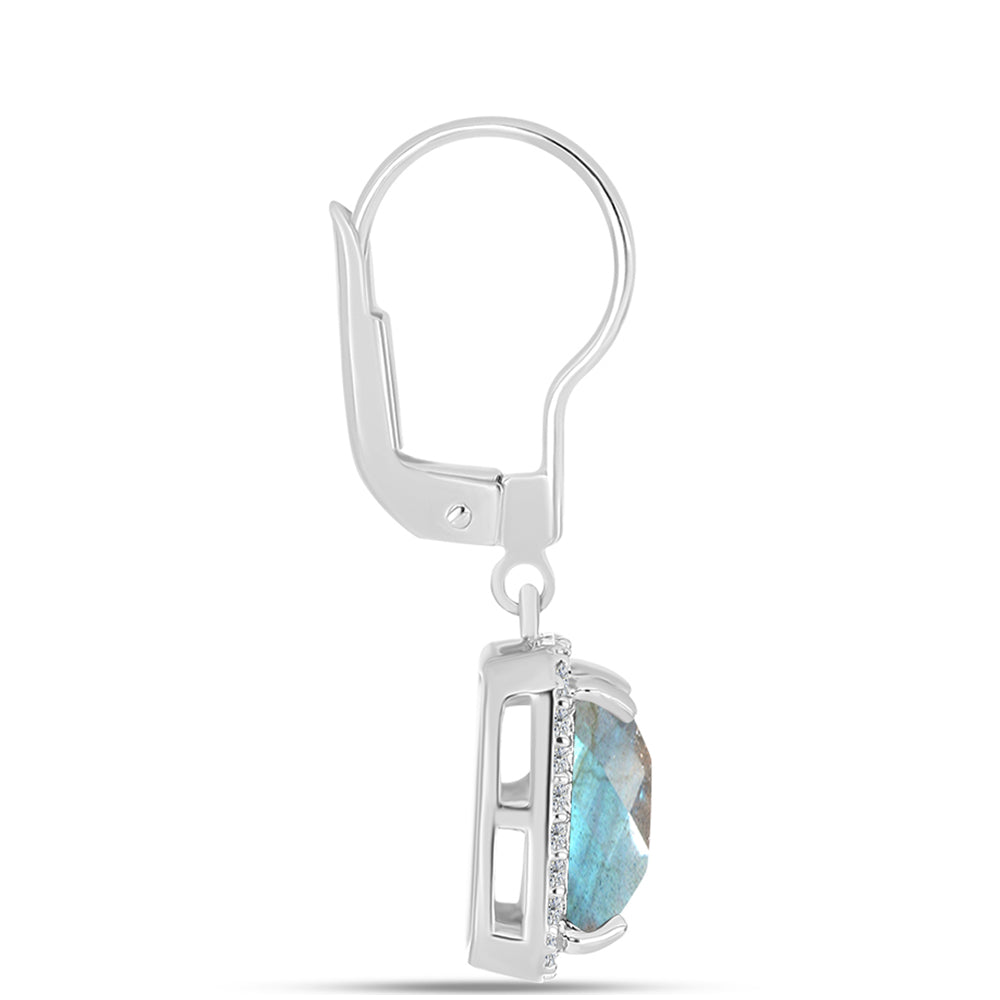 Pendientes de Plata con Labradorita y Topacio Blanco 2 